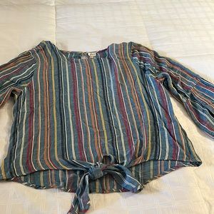 Multi colored striped long sleeve blouse